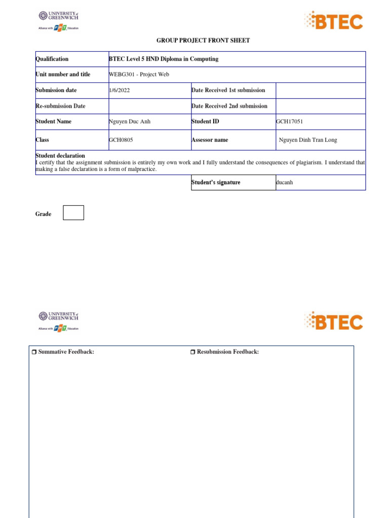 Group Project Nguyen Duc Anh GCH17051 GCH0805 | PDF | Model–View ...