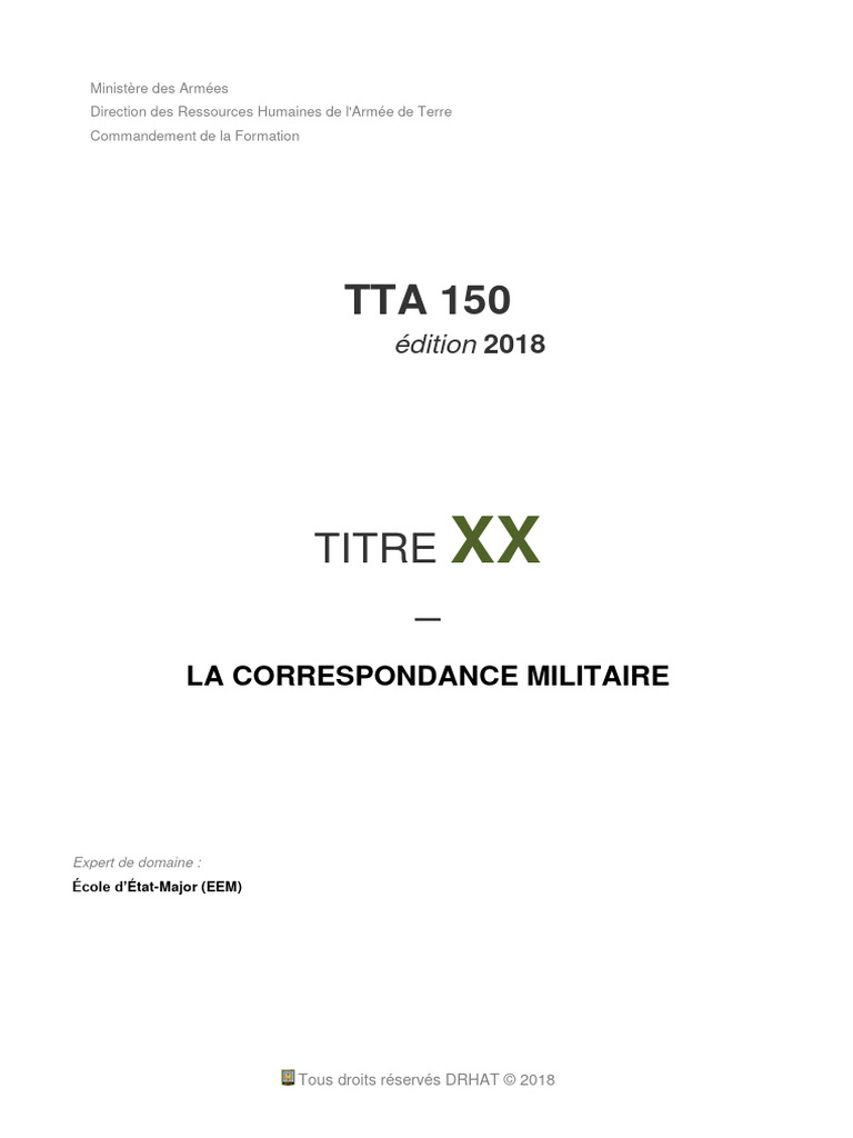 Guide de la Correspondance Militaire TTA 150 | PDF | Verbe | Phrase