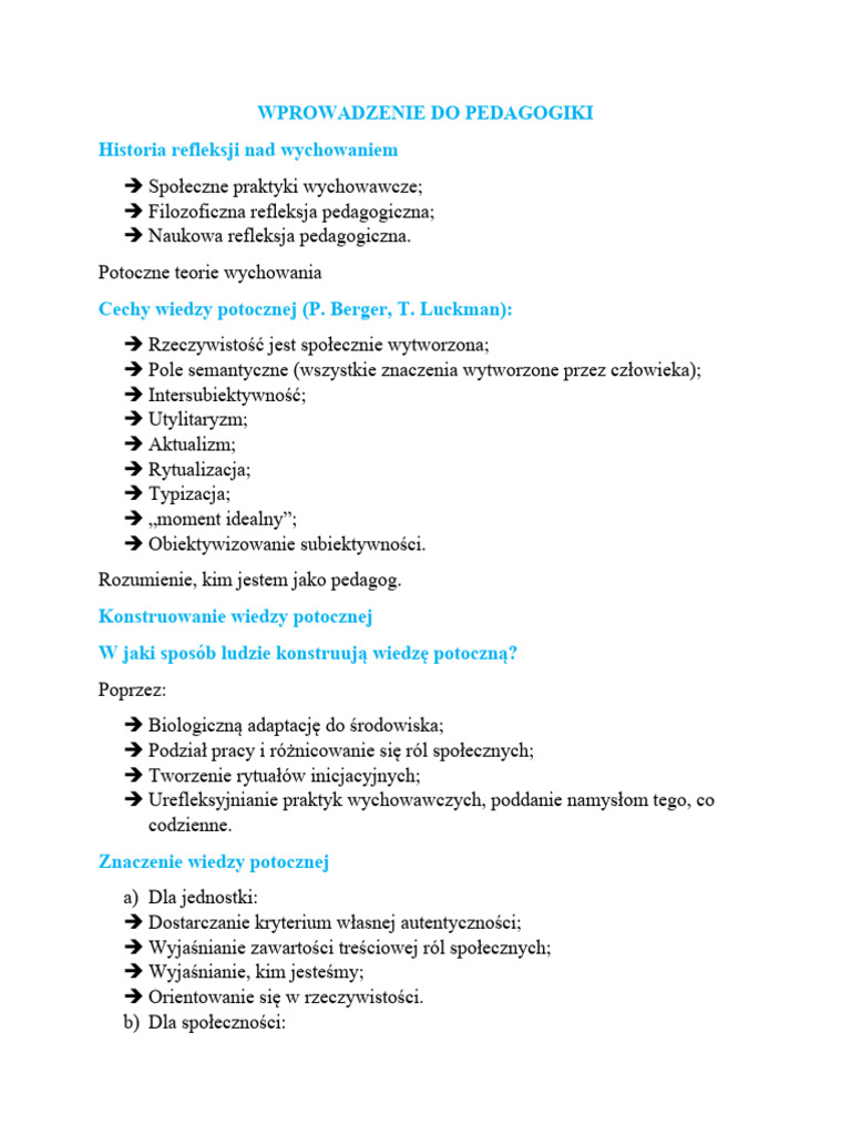 Wprowadzenie Do Pedagogiki | PDF
