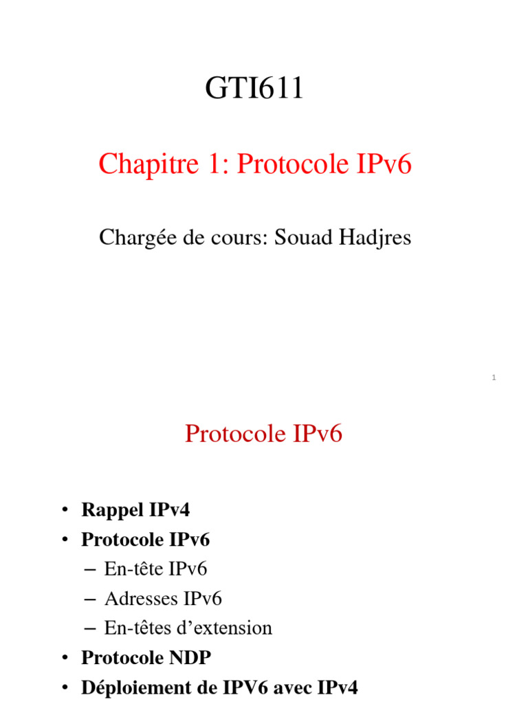 Protocole IPv6 : Concepts et Déploiement | PDF | I Pv6 | Adresse IP