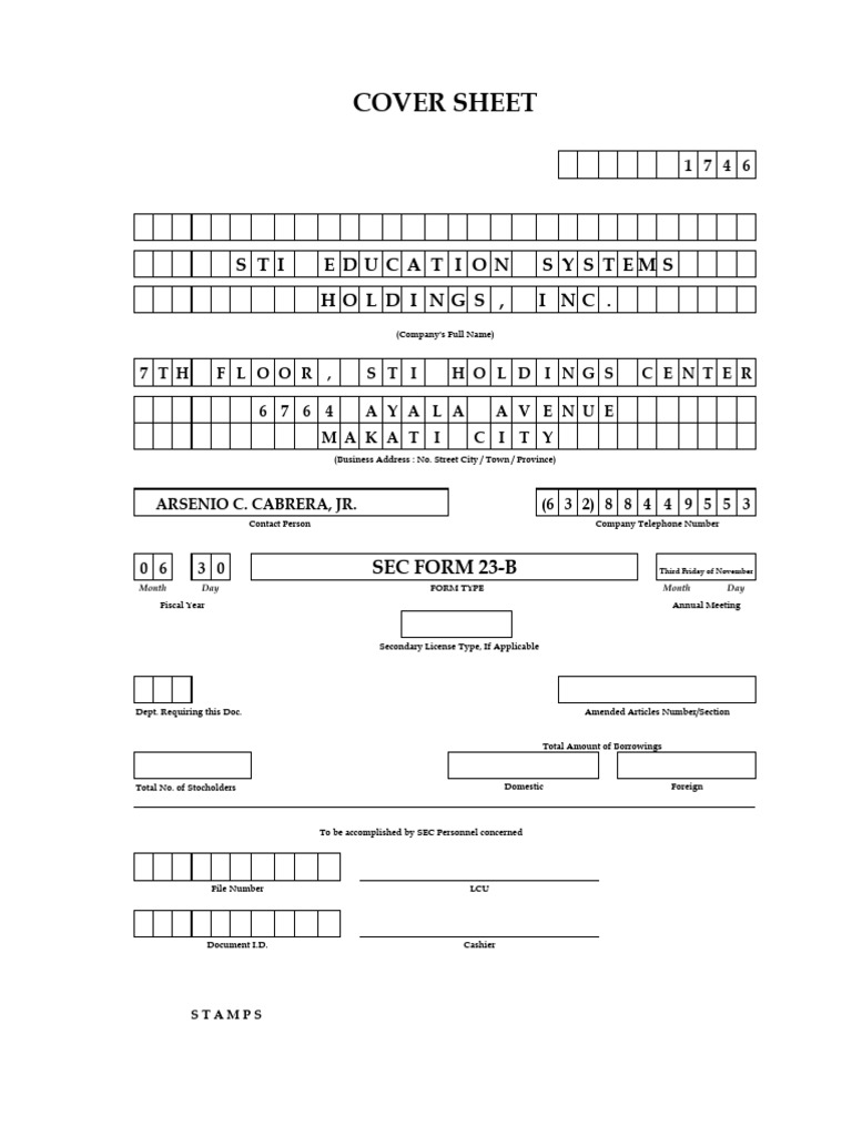 SEC Form 23-B: Ownership Changes Report | PDF