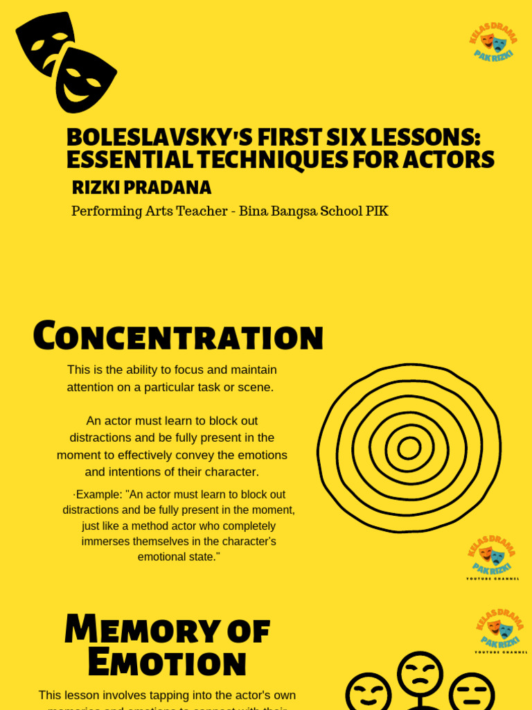 Boleslavsky's Acting Techniques Overview | PDF | Experience | Emotions