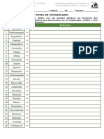 Ficha de Vocabulario #1, Santillana e 1