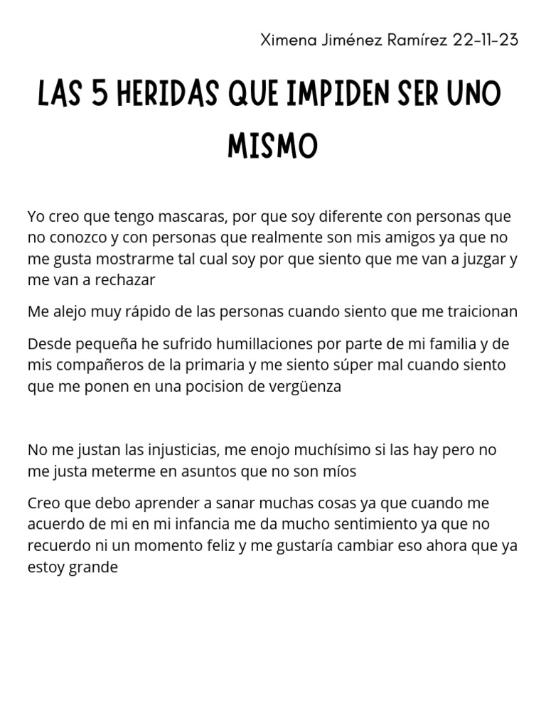 Las 5 Heridas Que Impiden Ser Uno Mismo PDF