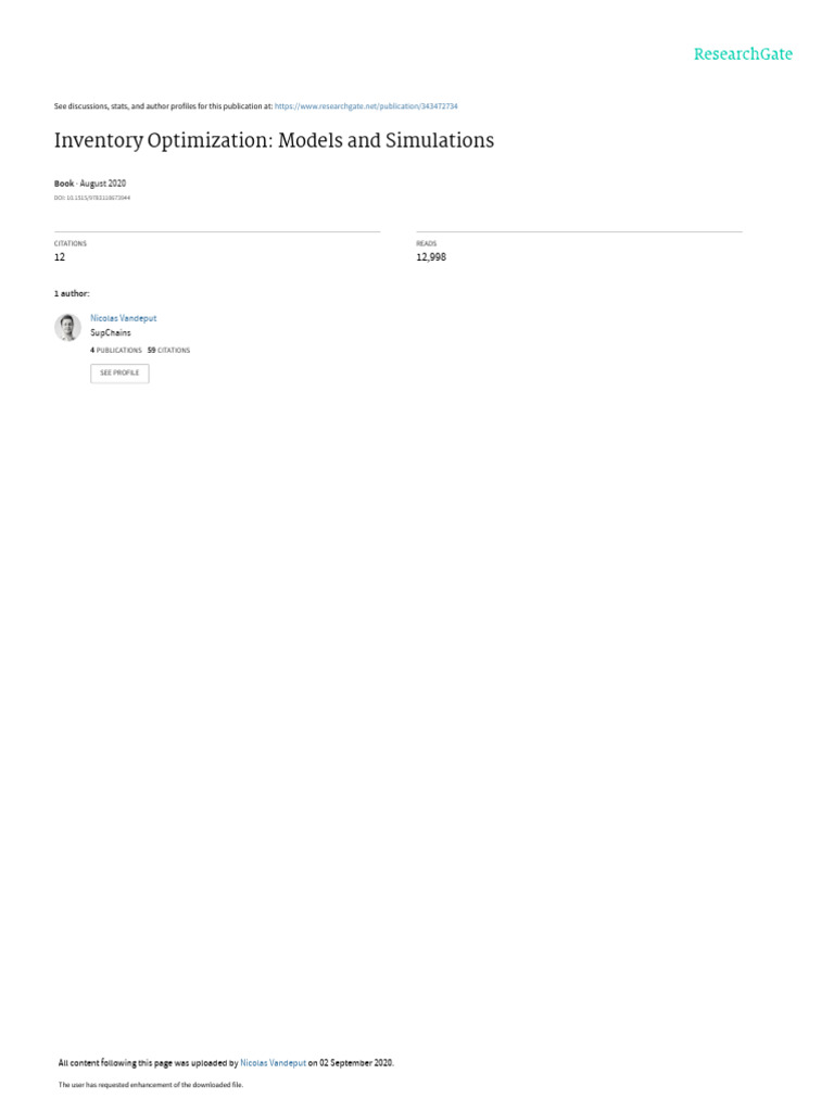 Vandeput Inventory Optimization Models and Simulations | PDF | Websites ...