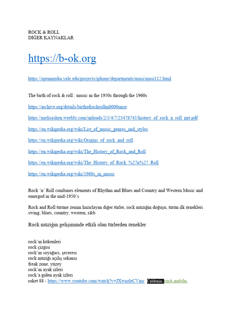 ROCK&ROLL Kaynaklar | PDF
