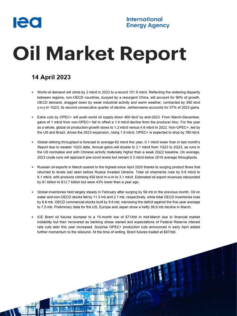 2023 Global Oil Demand and Supply Outlook | PDF | Cost Of Living | Opec