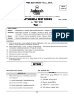 Fortnightly Test Series: Corporate Office: Aakash Tower, 8, Pusa Road, New Delhi-110005, Phone: 011-47623456