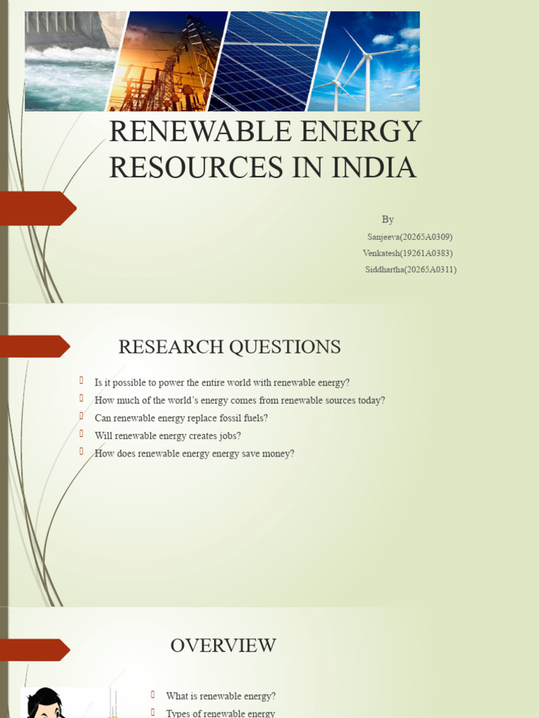 Renewable Energy Resources in India | PDF | Renewable Energy | Energy ...
