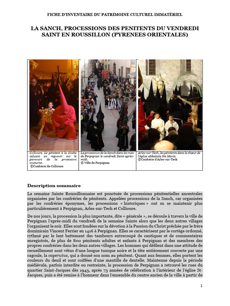 Procession de la Sanch à Perpignan | PDF | Pénitence