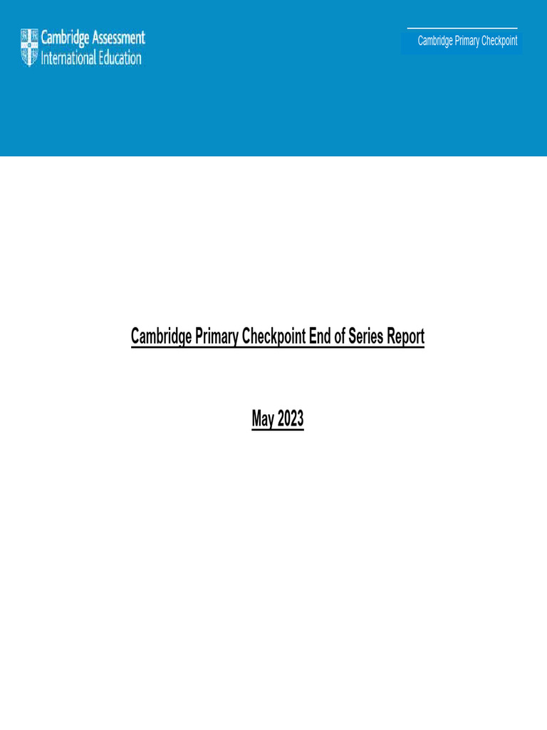 Cambridge Primary Checkpoint Report 2023 | PDF | Multiple Choice | Learning