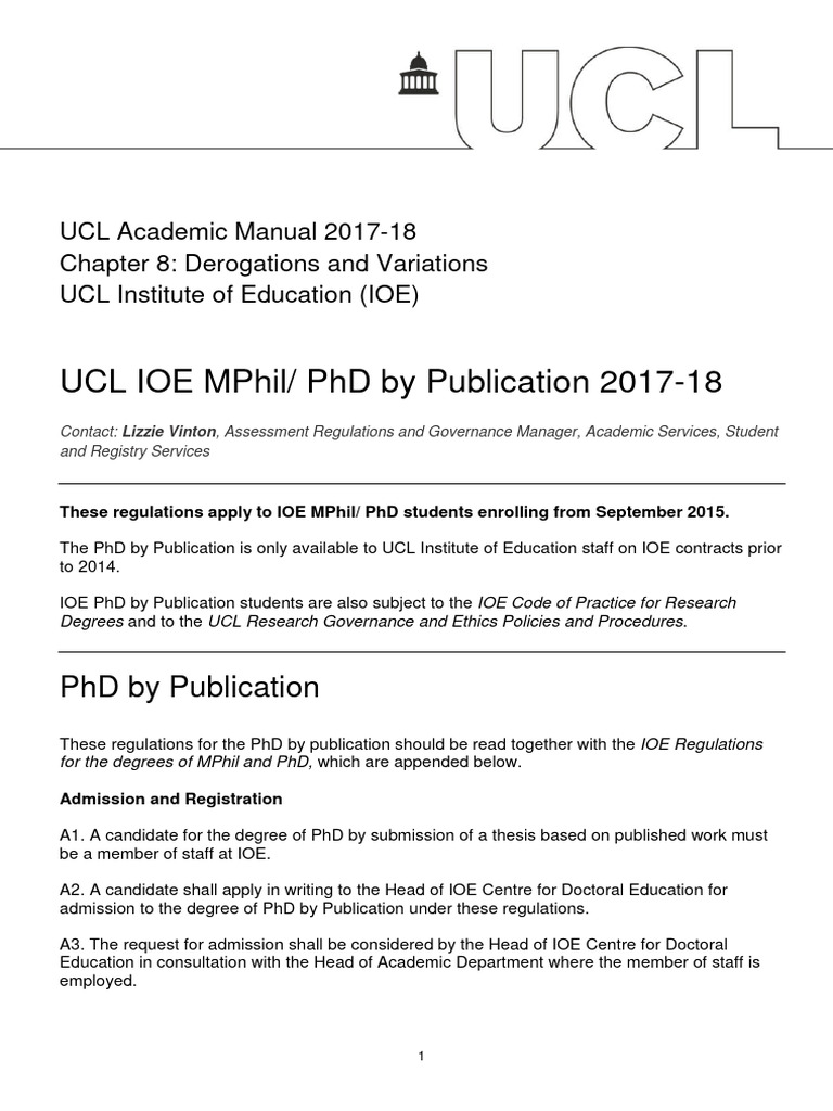 6.9 Ioe Mphil PHD by Publication 2017 18 | PDF | Thesis | Doctor Of ...
