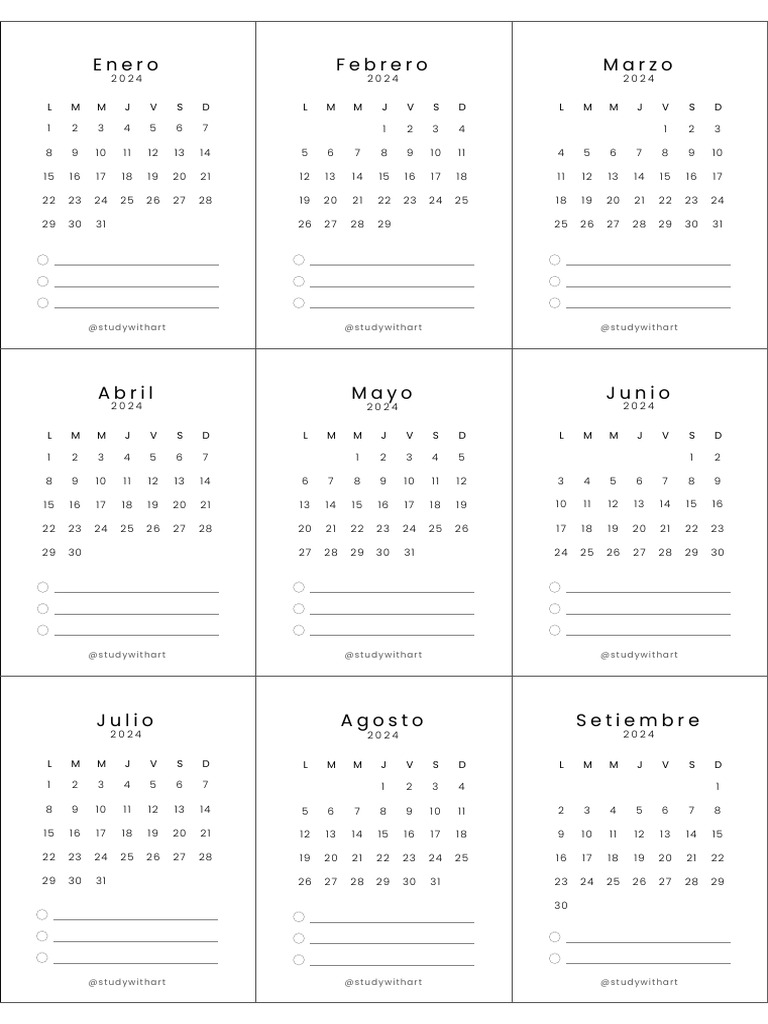 Printable Free Mini Desk Calendar 2024 Studywithart PDF