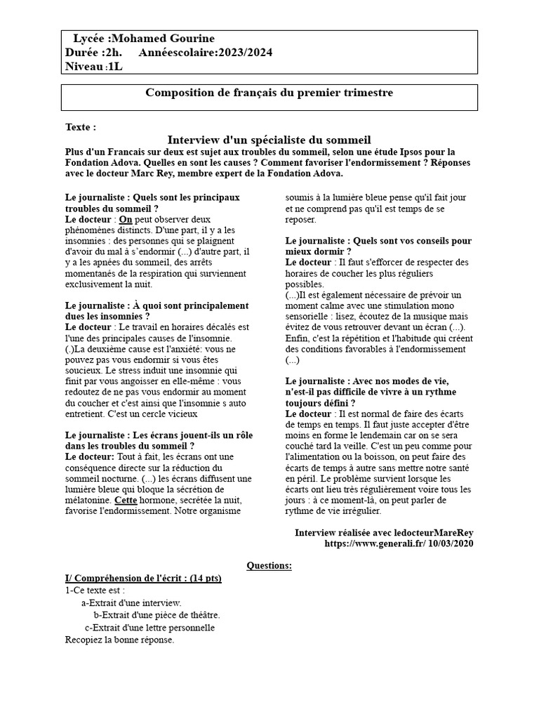 Troubles du sommeil : causes et solutions | PDF | Sommeil | Insomnie