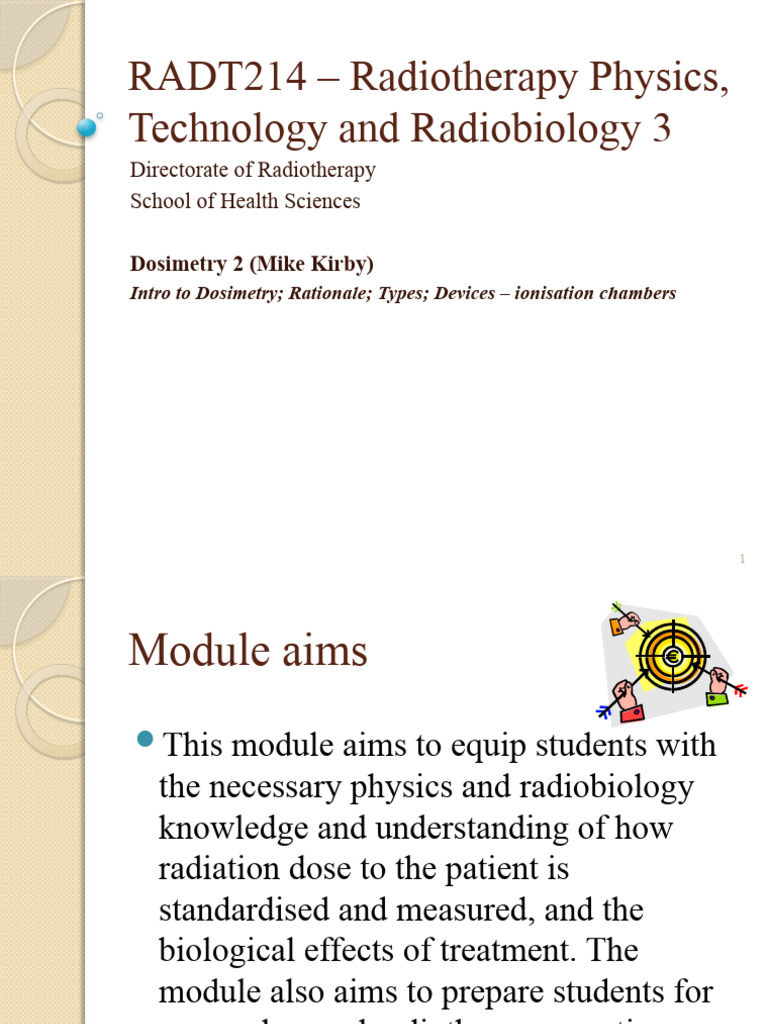 Radiation Dosimetry in Radiotherapy | PDF | Absorbed Dose | Dosimetry