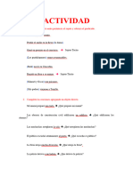 Actividad: 1. Identifica y Encierra Entre Paréntesis El Sujeto y Subraya El Predicado