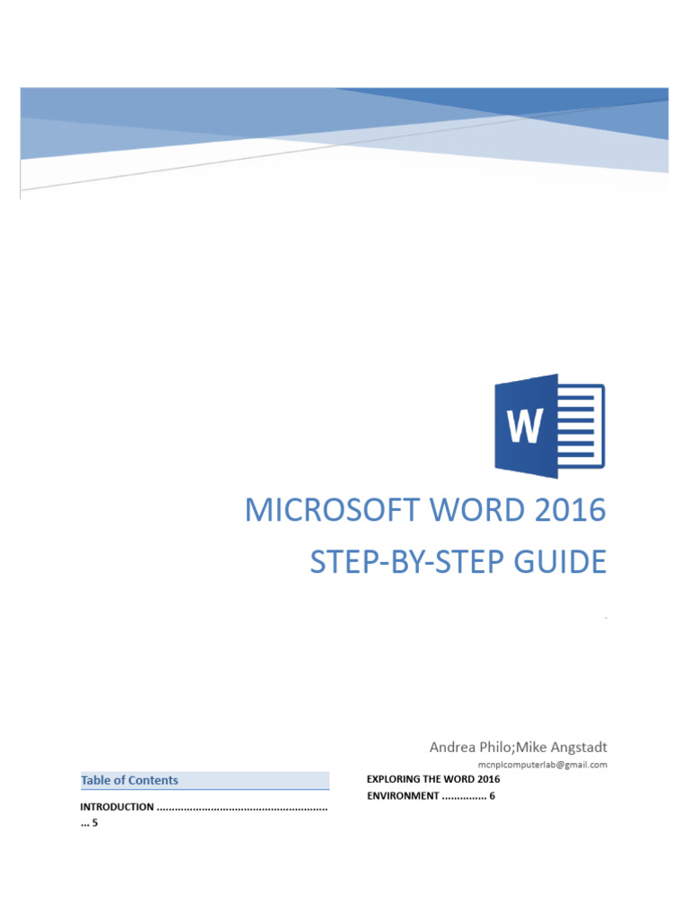Word 2016 Step-By-Step Guide | PDF | Microsoft Word | Window (Computing)