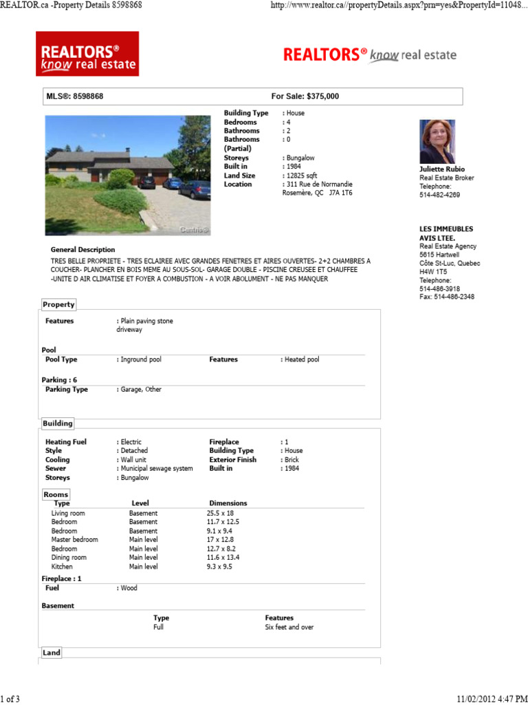 MLS®: 8598868 For Sale: $375,000 | PDF | Houses | Buildings And Structures