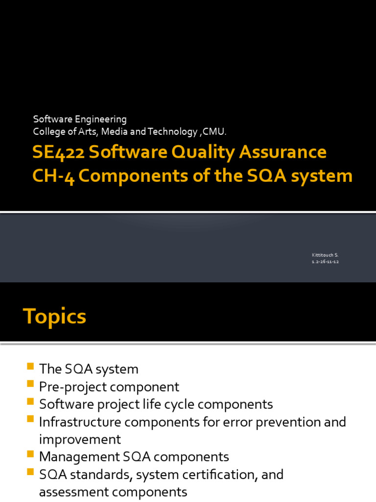 SQA System Components Overview | PDF | Software Testing | Project ...