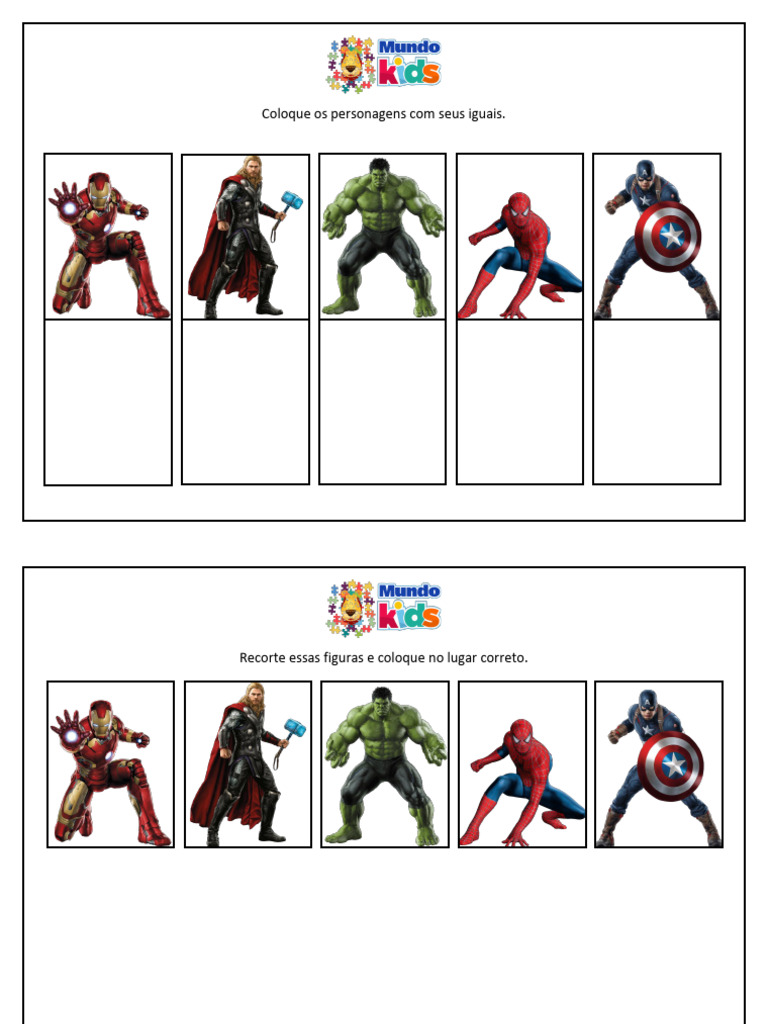 Pareamento Super Heróis | PDF, image size:768x1024