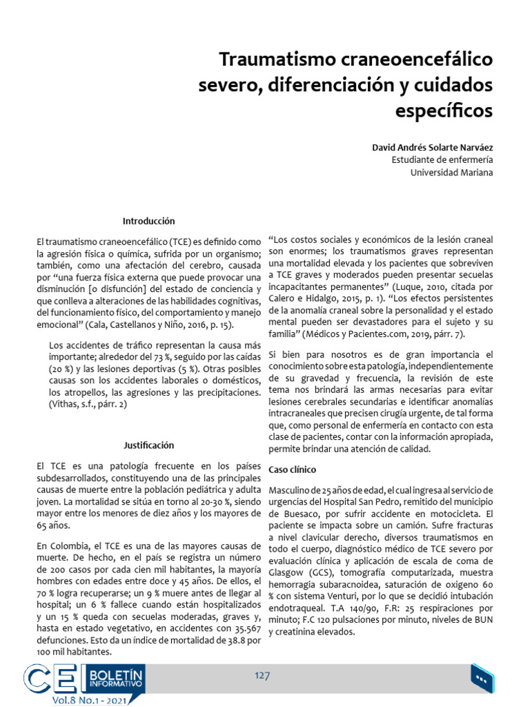 Caso Numero 1 - Cerebro Tce | PDF | Lesión cerebral traumática ...
