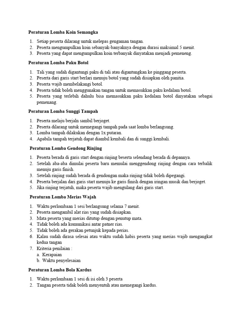 Peraturan Lomba Lomba Pdf