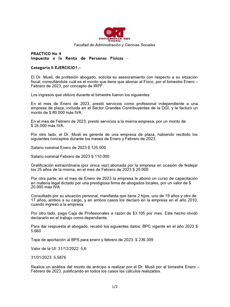 Pr ctico 2 cat ii irpf pdf impuesto al valor agregado gobierno