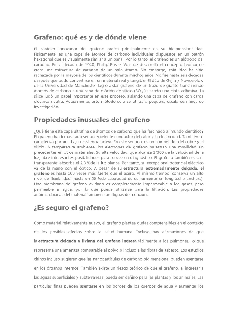 Grafeno | PDF | Grafeno | Carbón
