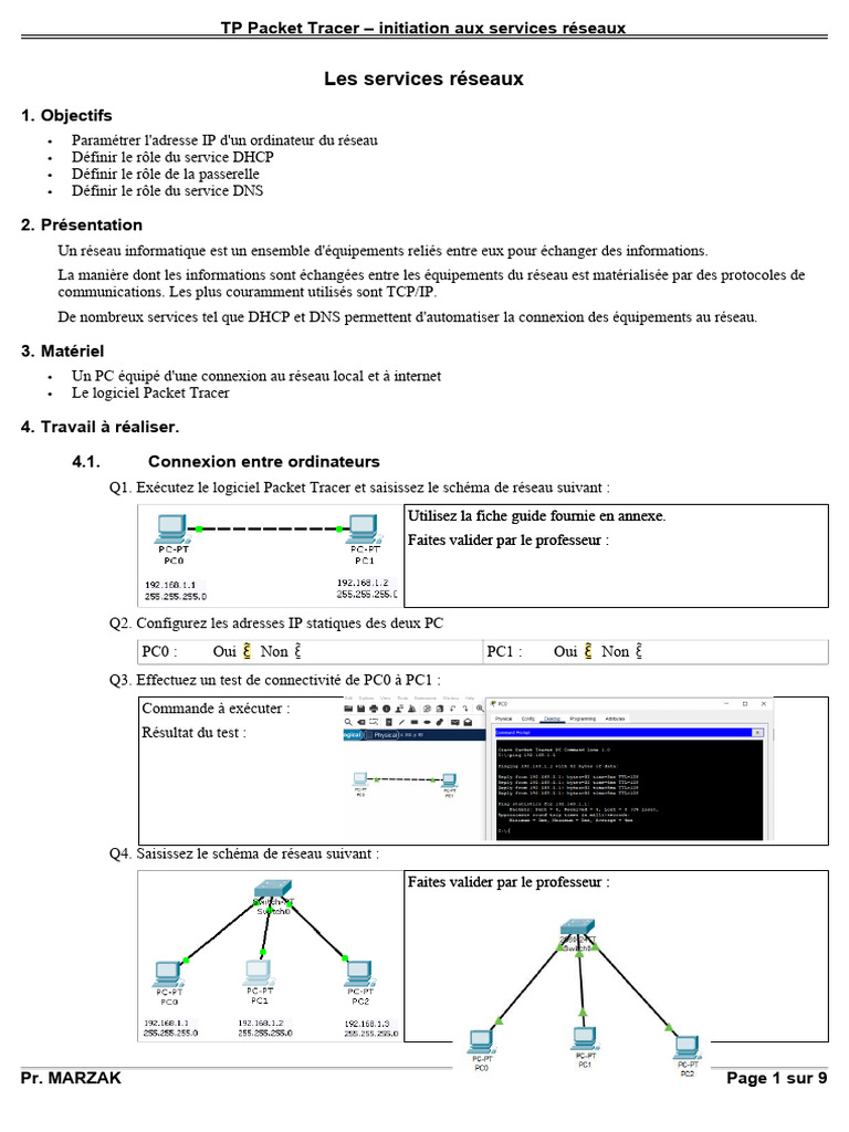 Initiation aux services réseaux avec Packet Tracer | PDF | Réseau ...