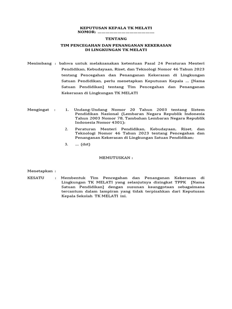 Contoh SK TPPK | PDF