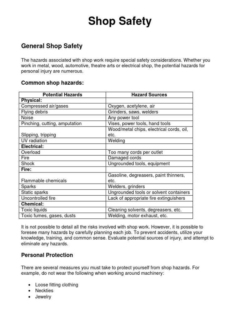 Shop Safety Download Free PDF Welding Construction