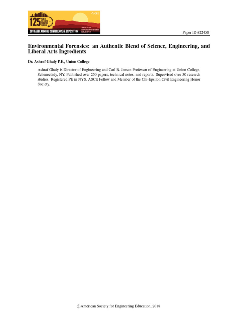 Environmental Forensics An Authentic Blend of Science Engineering and ...