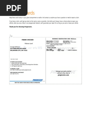 Frank Hecker Insurance Card