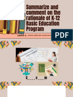 Topic 3 - Comment On The Rationale of K-12 Program and Different Features of K-12 Curriculum