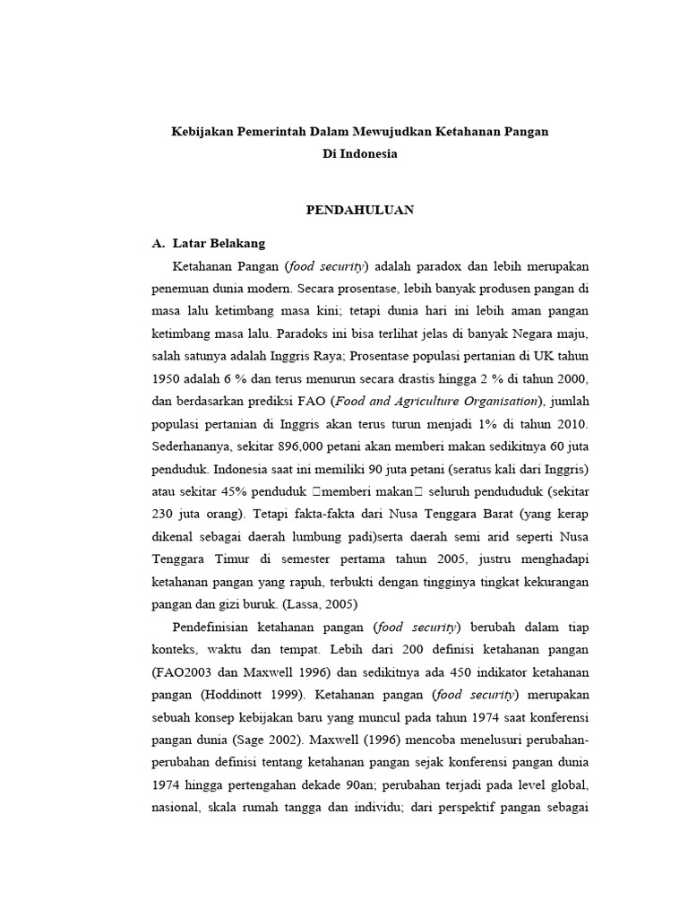 Kebijakan Ketahanan Pangan Indonesia | PDF | Ilmu Sosial | Teknologi ...