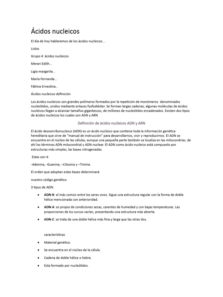 Introducción a Ácidos Nucleicos | PDF | Rna | Adn
