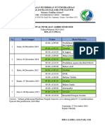 Jadwal Pas 1 KLS 3 SD JNR