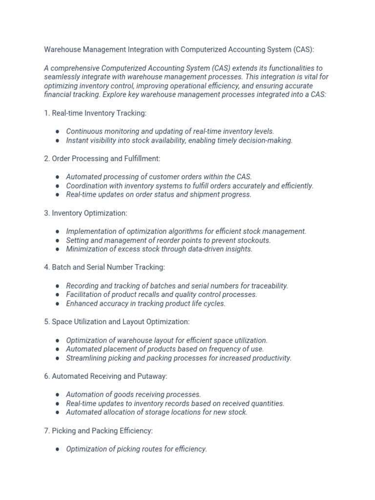 Integrating Warehouse Management with CAS | PDF