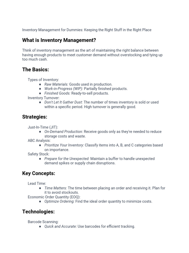 Inventory Management Basics Explained | PDF | Inventory | Supply Chain