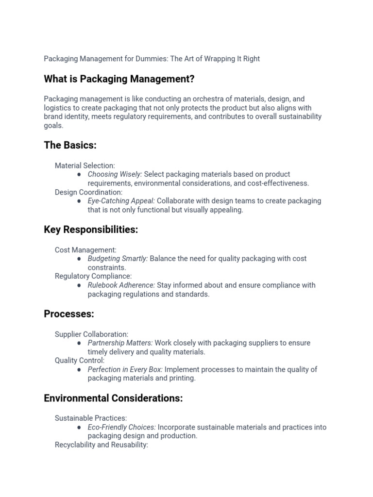 Mastering Packaging Management Essentials | PDF | Packaging And ...
