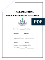 Allama Iqbal Open University Islamab: Semester: - Autumn 2023