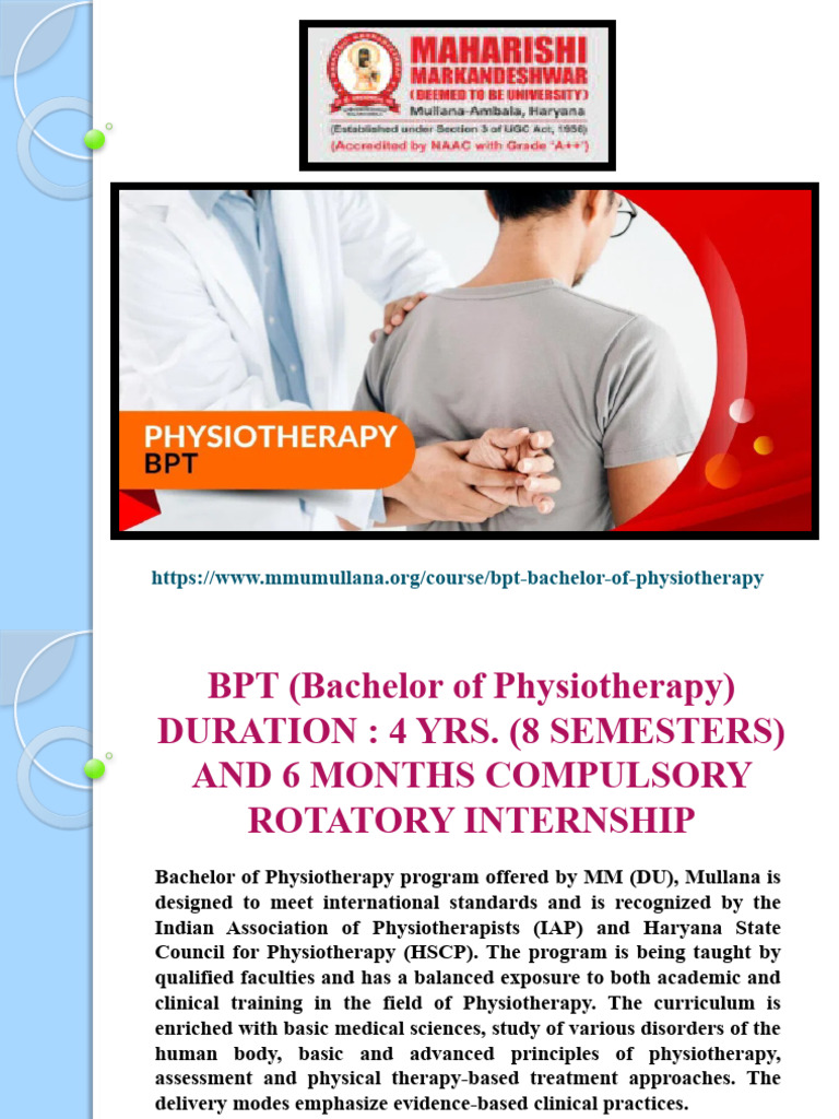 BPT Course Overview at MMU Mullana | PDF | Science & Mathematics