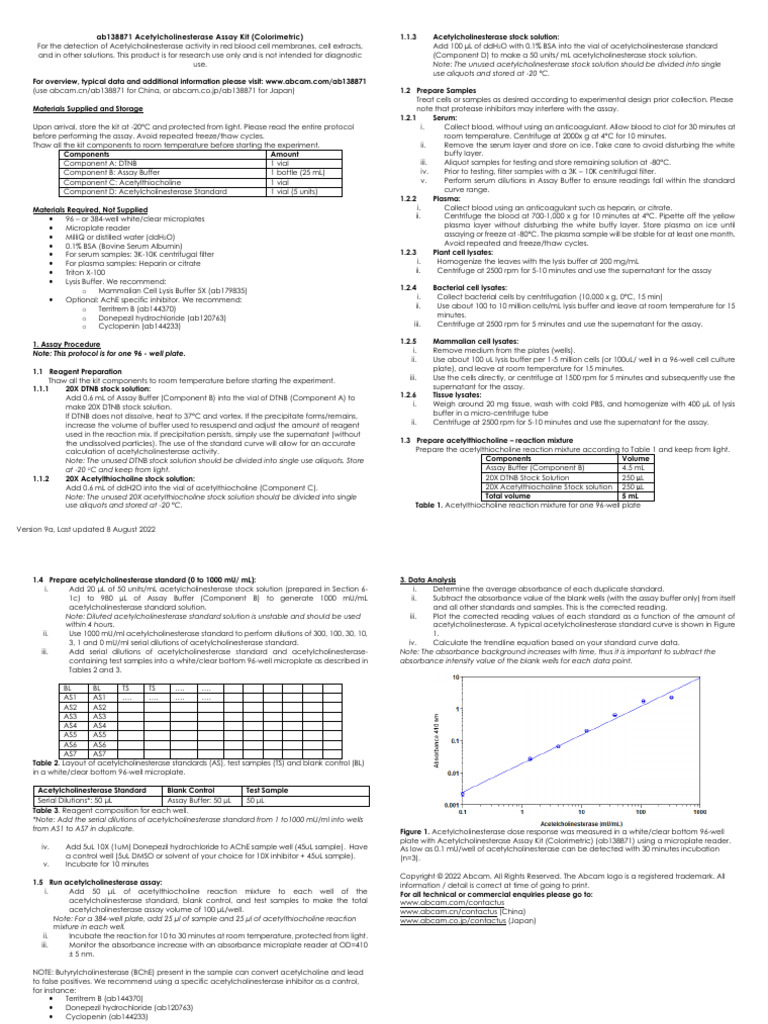 Acetylcholinesterase-Assay-protocol-book-v9a-ab138871 (Website) | PDF ...