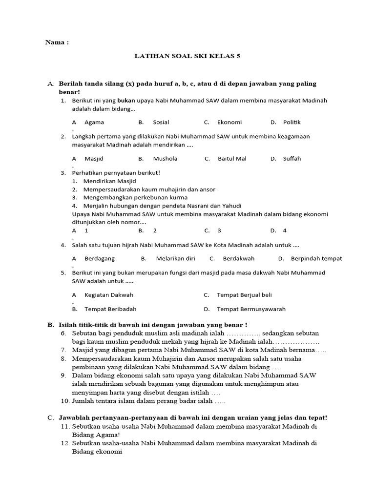 Latihan Soal Ski Kelas 5 Pdf