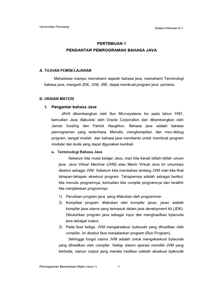 Pengantar Pemrograman Java Dan Jdk Pdf