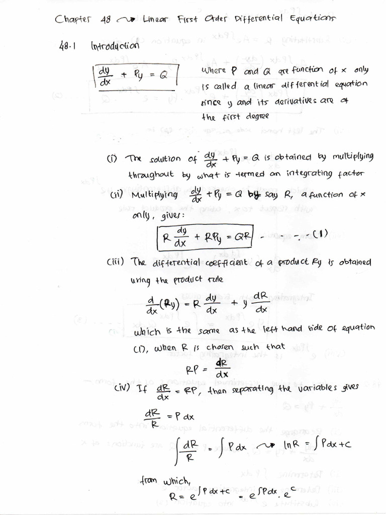 Linear First Order Differential Equation | PDF