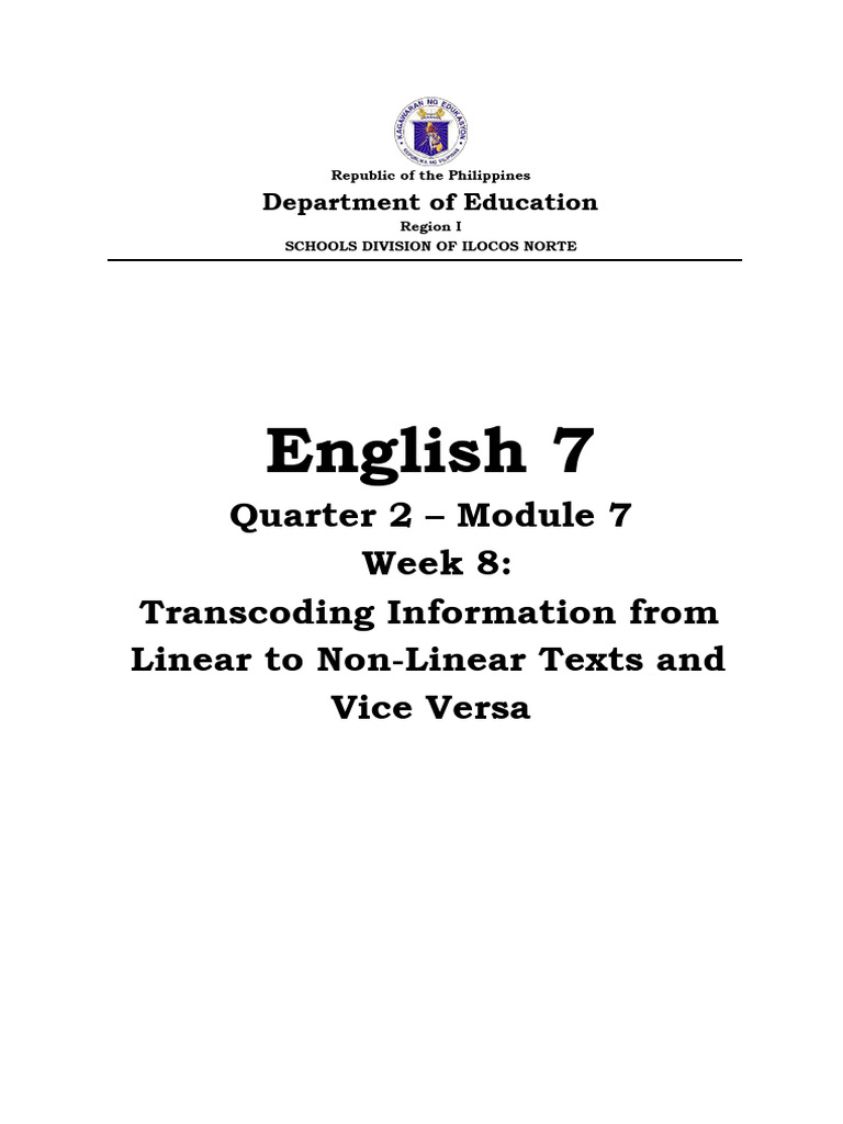 English 7 q2 module 7 week 8 melc7 transcoding information from non