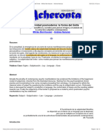 Acheronta 19 - La Subjetividad Posmoderna: La Forma Del Límite - Miklas Bornhauser - Andrea Naranjo