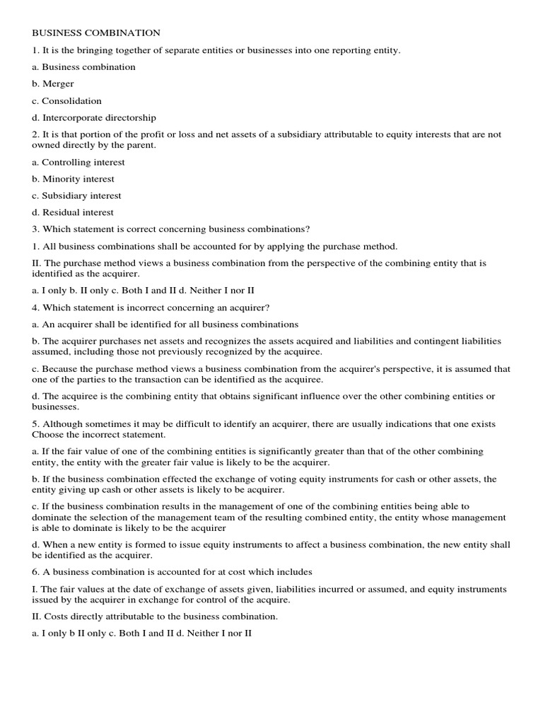 Chap 1 Buscom Pdf Consolidation Business Goodwill Accounting