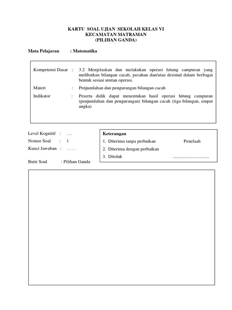 Soal Ujian Matematika Kelas VI Matraman | PDF | Metode & Bahan Ajar